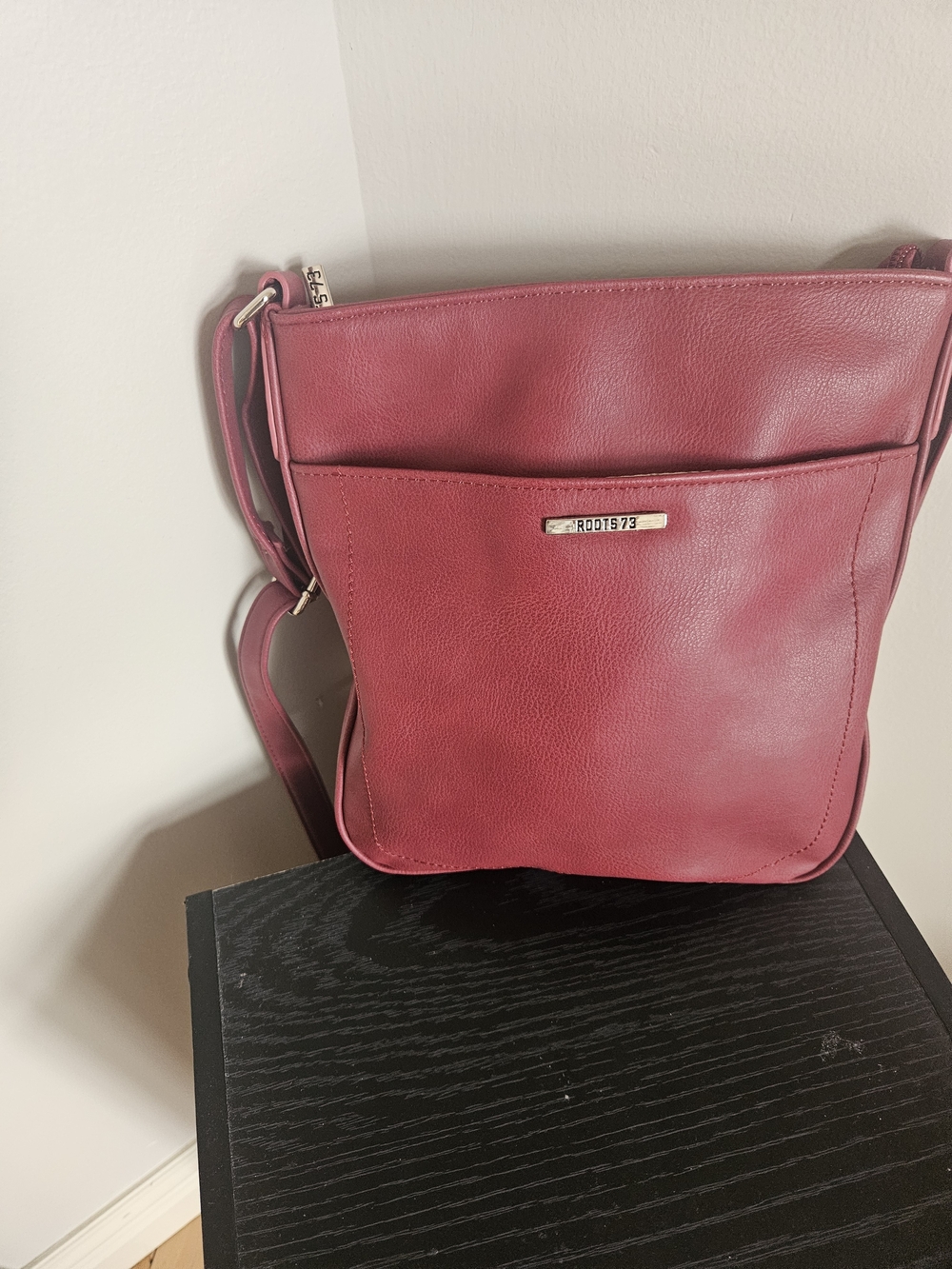 Roots Red Crossbody Bag with Front Pocket